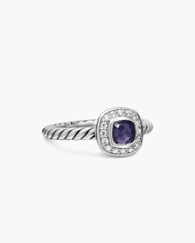 Albion® Teen Ring in Sterling Silver with Black Orchid and Diamonds, 4mm