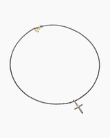 Petite X Cross Necklace with 14K Yellow Gold