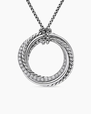 Crossover Pendant Necklace with Diamonds