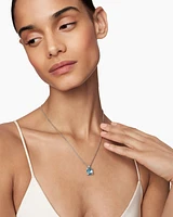 Chatelaine® Pendant Necklace in Sterling Silver with Blue Topaz and Diamonds, 11mm