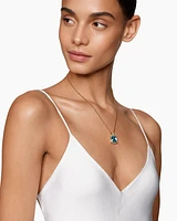 Chatelaine® Pavé Bezel Pendant Necklace in 18K Yellow Gold with Blue Topaz and Diamonds, 14mm