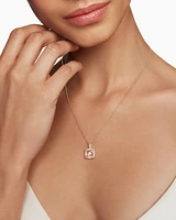 Chatelaine® Pavé Bezel Pendant Necklace in 18K Rose Gold with Morganite and Diamonds, 9mm