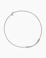 Crossover Bar Necklace in Sterling Silver with Diamonds