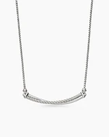 Crossover Bar Necklace in Sterling Silver with Diamonds