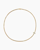Cross Station Necklace 18K Yellow Gold with Diamonds, 5mm