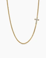 Cross Station Necklace 18K Yellow Gold with Diamonds, 5mm
