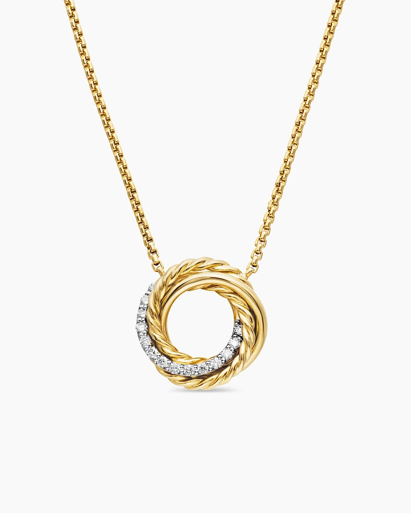 Crossover Pendant Necklace in 18K Yellow Gold with Diamonds