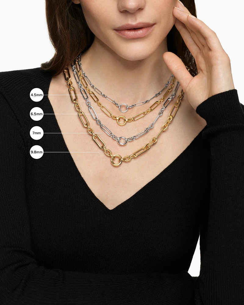Lexington Chain Necklace in 18K Yellow Gold with Diamonds, 9.8mm