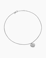 Starburst Pendant Necklace in Sterling Silver with Diamonds, 19mm