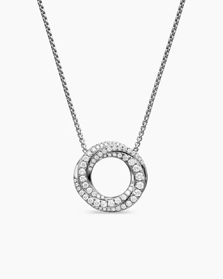 Petite Pavé Crossover Pendant Necklace in 18K Gold with Diamonds