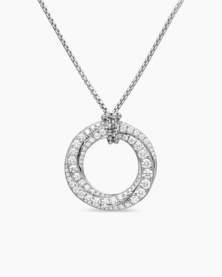 Pavé Crossover Pendant Necklace in 18K Gold with Diamonds