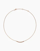 Petite Pavé Bar Necklace in 18K Rose Gold with Cognac Diamonds, 1.25mm