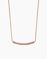 Petite Pavé Bar Necklace in 18K Rose Gold with Cognac Diamonds, 1.25mm