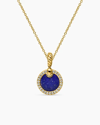 Petite DY Elements® Pendant Necklace in 18K Yellow Gold with Lapis and Diamonds, 17.8mm