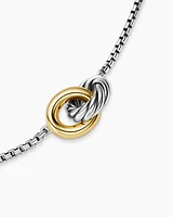 Petite Cable Linked Necklace in Sterling Silver with 14K Yellow Gold, 15mm