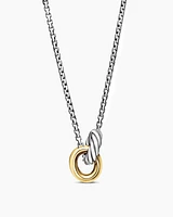 Petite Cable Linked Necklace in Sterling Silver with 14K Yellow Gold, 15mm