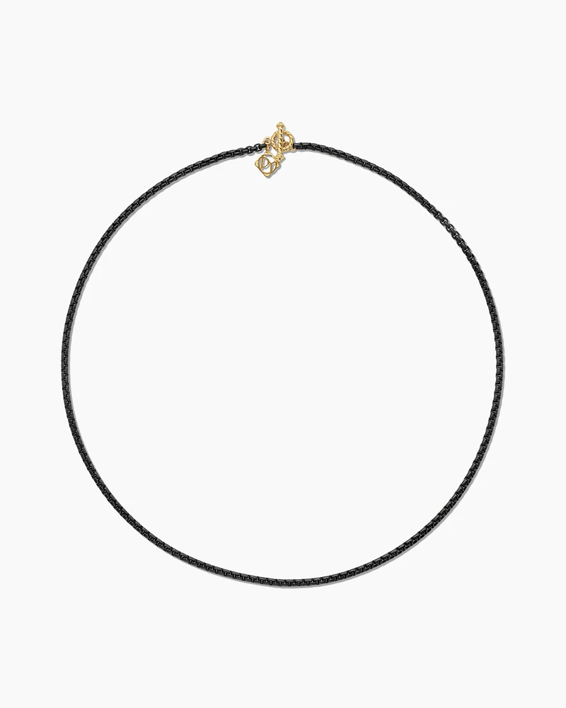 DY Bael Aire Colour Box Chain Necklace in Black Acrylic with 14K Yellow Gold, 2.7mm