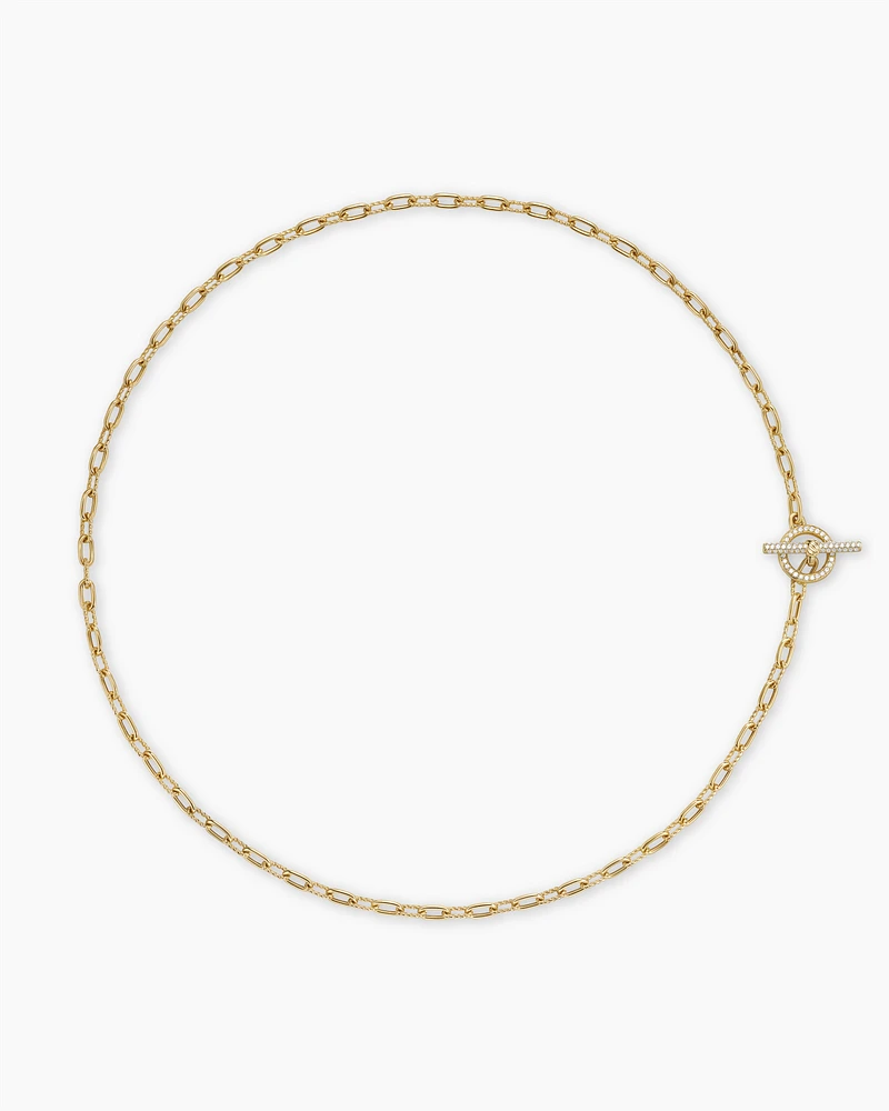 DY Madison® Pavé Diamond Toggle Chain Necklace 18K Yellow Gold, 3mm