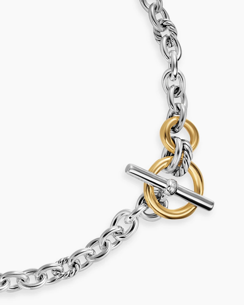 DY Mercer® Toggle Chain Necklace in Sterling Silver with 18K Yellow Gold and Diamonds, 8mm