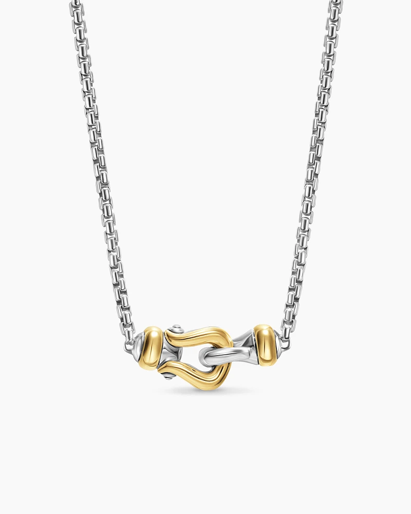 Petite Buckle Necklace in Sterling Silver with 14K Yellow Gold, 16.2mm