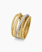 Crossover Ring 18K Yellow Gold with Diamonds, 12mm