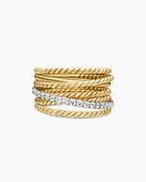 Crossover Ring 18K Yellow Gold with Diamonds, 12mm