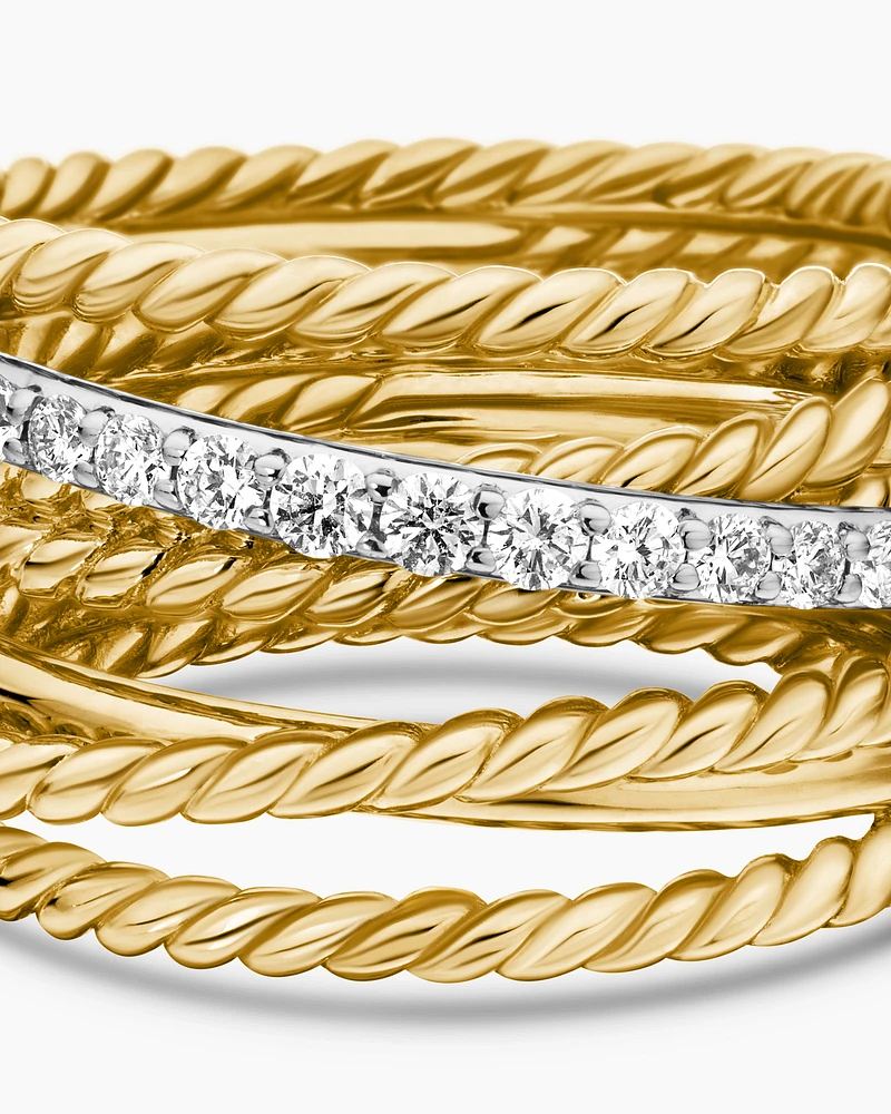Crossover Ring 18K Yellow Gold with Diamonds, 12mm