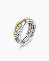 Crossover Band Ring Sterling Silver with 18K Yellow Gold