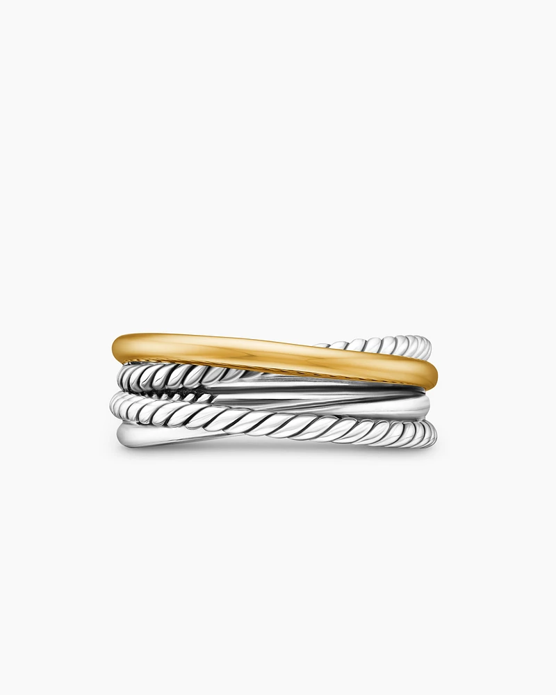 Crossover Band Ring Sterling Silver with 18K Yellow Gold