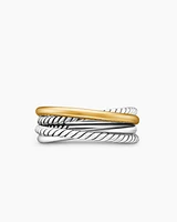 Crossover Band Ring Sterling Silver with 18K Yellow Gold