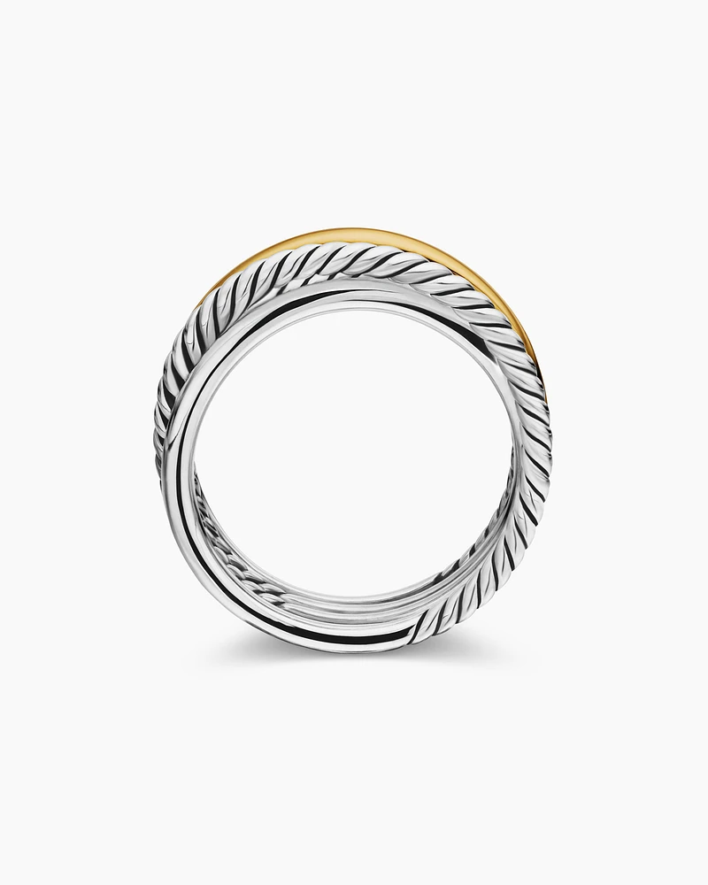 Crossover Band Ring Sterling Silver with 18K Yellow Gold
