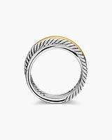 Crossover Band Ring Sterling Silver with 18K Yellow Gold