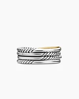 Crossover Band Ring Sterling Silver with 18K Yellow Gold