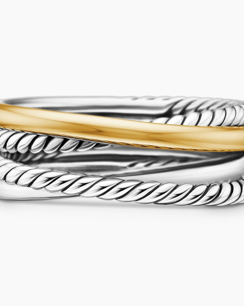 Crossover Band Ring Sterling Silver with 18K Yellow Gold