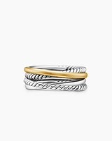Crossover Band Ring Sterling Silver with 18K Yellow Gold