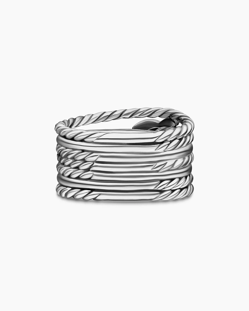Double X Crossover Ring with Diamonds, 13mm