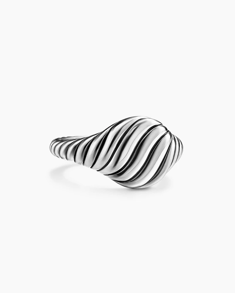Sculpted Cable Pinky Ring Sterling Silver, 10mm