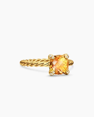 Chatelaine® Ring 18K Yellow Gold with Citrine and Diamonds, 7mm