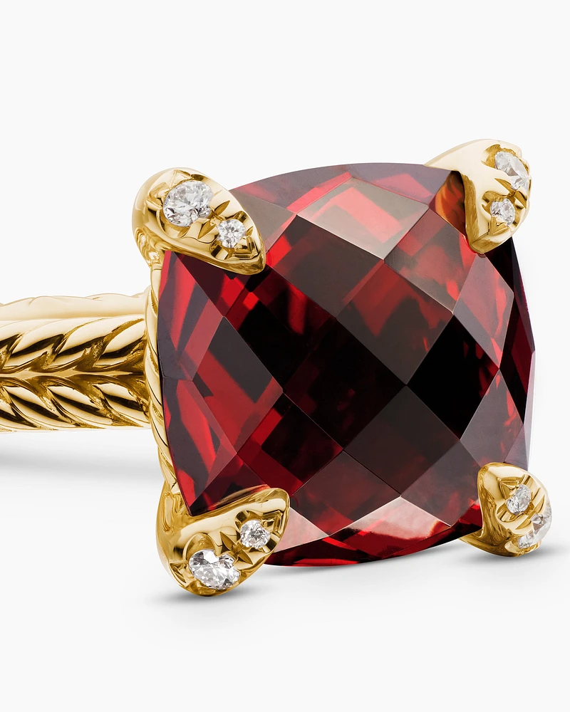 Chatelaine® Ring 18K Yellow Gold with Garnet and Diamonds, 11mm