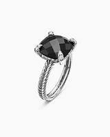 Chatelaine® Ring Sterling Silver with Black Onyx and Diamonds, 11mm
