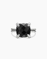 Chatelaine® Ring Sterling Silver with Black Onyx and Diamonds, 11mm