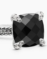 Chatelaine® Ring Sterling Silver with Black Onyx and Diamonds, 11mm