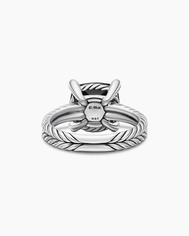 Chatelaine® Ring Sterling Silver with Black Onyx and Diamonds, 11mm