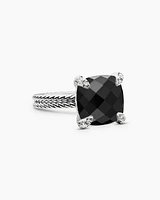 Chatelaine® Ring Sterling Silver with Black Onyx and Diamonds, 11mm