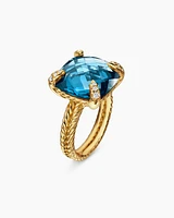 Chatelaine® Ring 18K Yellow Gold with Hampton Blue Topaz and Diamonds, 14mm