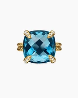 Chatelaine® Ring 18K Yellow Gold with Hampton Blue Topaz and Diamonds, 14mm