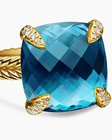 Chatelaine® Ring 18K Yellow Gold with Hampton Blue Topaz and Diamonds, 14mm