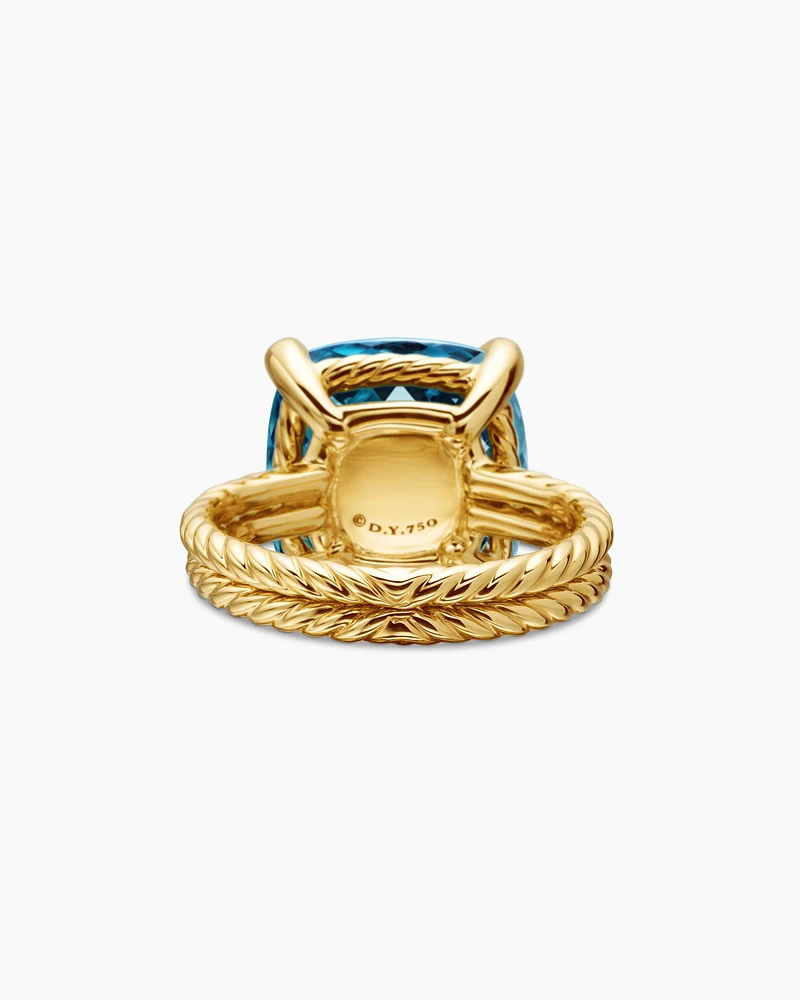 Chatelaine® Ring 18K Yellow Gold with Hampton Blue Topaz and Diamonds, 14mm