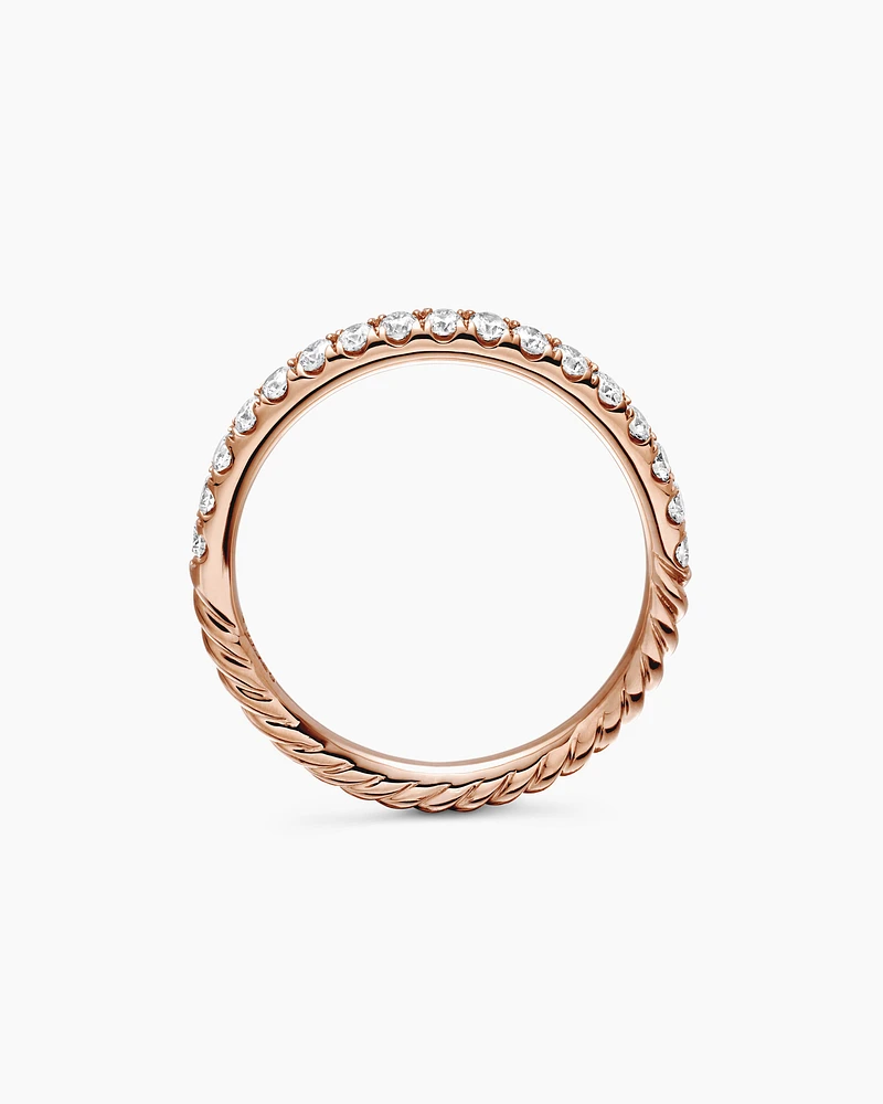 Cable Collectibles® Stack Ring 18K Rose Gold with Diamonds, 2mm