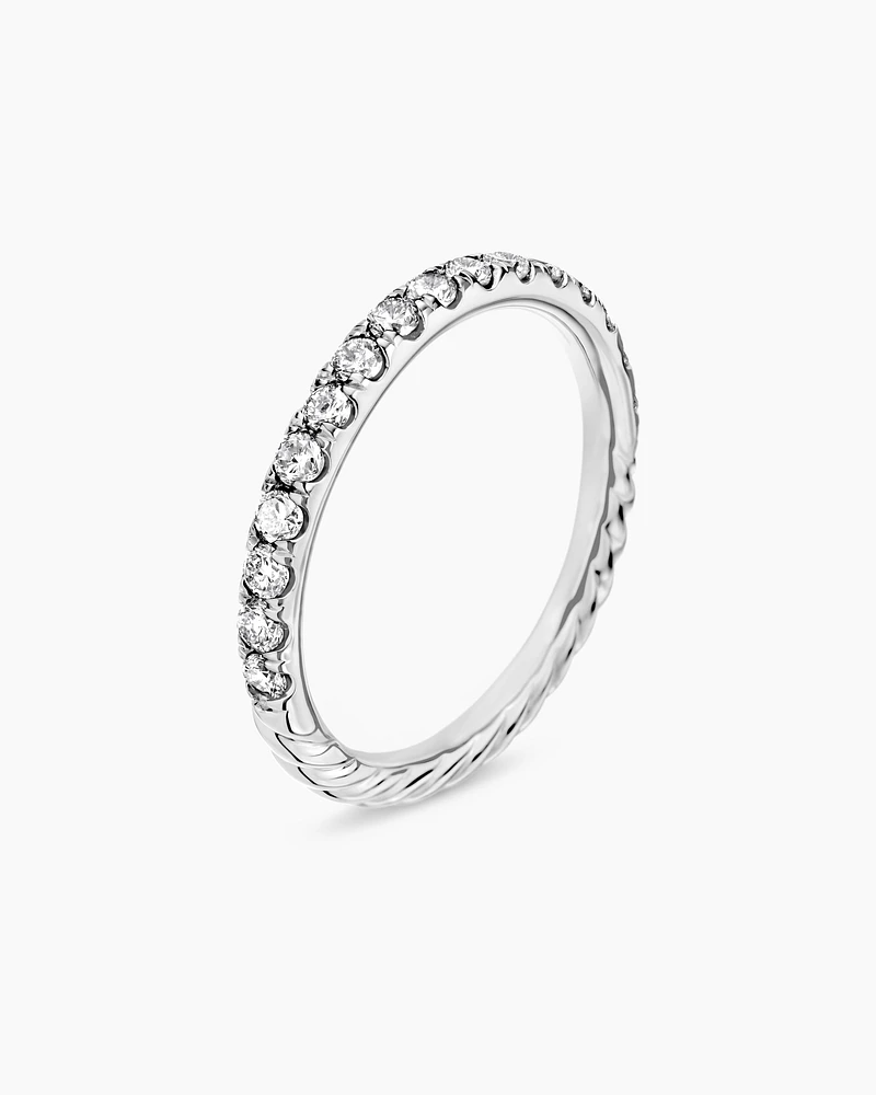 Cable Collectibles® Stack Ring 18K White Gold with Diamonds, 2mm